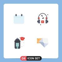Benutzeroberflächenpaket mit 4 grundlegenden flachen Symbolen des Kalenderkunstjahres Kopfhörerfarbe editierbare Vektordesign-Elemente vektor