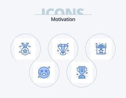Motivation blau Icon Pack 5 Icon Design. Belohnung. Geschenk. vergeben. werthaltig. Prämie vektor