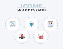 digitale Wirtschaft Business Flat Icon Pack 5 Icon Design. . . Netz. Kuchen. Rechner vektor