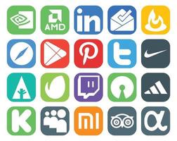 20 Social Media Icon Pack inklusive adidas Twitch Apps envato nike vektor