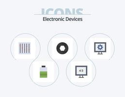 Geräte flach Icon Pack 5 Icon Design. Anschauen. Unterhaltung. dj. Kontrolle. Fokus vektor