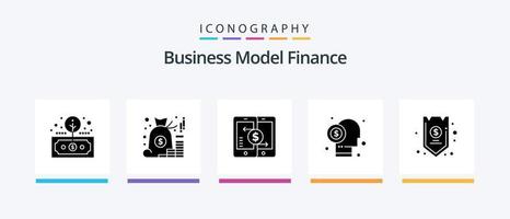Finance Glyph 5 Icon Pack inklusive Finanzier. Makler. Geld. Smartphone. Zahlungen. kreatives Symboldesign vektor