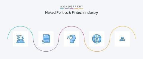 nackte Politik und Fintech-Industrie Blue 5 Icon Pack inklusive Kryptowährung. Bitcoin. dokumentieren. Zukunft des Geldes. Sicherheit vektor