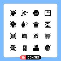 Stock Vector Icon Pack mit 16 Zeilenzeichen und Symbolen für Cyber Newton Signal Cradle ui editierbare Vektordesign-Elemente