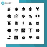 Stock Vector Icon Pack mit 25 Linienzeichen und Symbolen für Ballon Baby Star Online-Datei editierbare Vektordesign-Elemente
