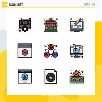 Gruppe von 9 modernen Filledline-Flachfarben für bearbeitbare Vektordesign-Elemente des ui-Layout-Store-Design-Bildschirms vektor