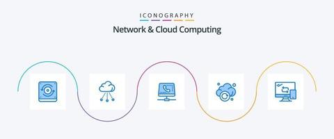 Netzwerk und Cloud Computing Blue 5 Icon Pack inklusive Handy. Technologie. Mobilteil. Lagerung. Wolke vektor