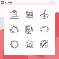 Stock Vector Icon Pack mit 9 Zeilen Zeichen und Symbolen für Business Sale Eco Board Power editierbare Vektordesign-Elemente