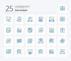 Datenanalyse 25 blaues Symbolpaket mit Daten. Graph. Verbindung. Digital. dokumentieren vektor