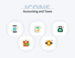 Steuern flach Icon Pack 5 Icon Design. Geld. Pflicht. Online-Banking. Banken. MwSt vektor