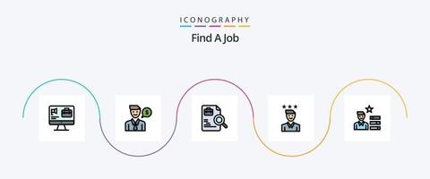 Finden Sie eine mit Jobzeilen gefüllte flache 5-Icon-Packung, einschließlich Job finden. Arbeit. Arbeiter. Wachstum. Unternehmen vektor
