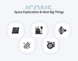 Weltraumforschung und nächste große Dinge Zeile gefüllt Icon Pack 5 Icon Design. Platz. Drehung. Galaxis. Platz. Plattform vektor