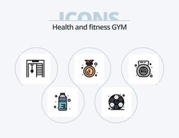 Gym linje fylld ikon packa 5 ikon design. sporter. träning. Gym. tyngdlyftning. övning vektor