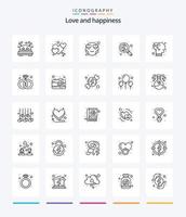 kreativ kärlek 25 översikt ikon packa sådan som känsla. bröllop. uttryckssymbol. Sök. hjärta vektor