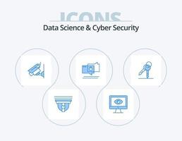 Data Science und Cyber Security Blue Icon Pack 5 Icon Design. sicher. chatten. Video. Plaudern. Sicherheit vektor