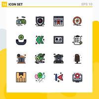 16 thematische Vektor-Flachfarben gefüllte Linien und editierbare Symbole von Telefonanruf-UI-Tachometer-Meter editierbare kreative Vektordesign-Elemente vektor