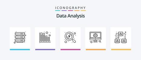 data analys linje 5 ikon packa Inklusive utveckling. css. moln nätverk. miljö. redskap. kreativ ikoner design vektor