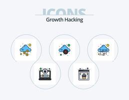 Hacking-Linie gefüllt Icon Pack 5 Icon Design. sperren. Ziel. Code. Lagerung. Rechenzentrum vektor