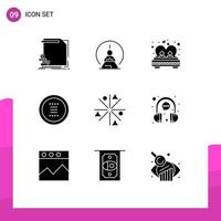 Packung mit 9 kreativen soliden Glyphen der Hamburger App mentale Romantik Liebe editierbare Vektordesign-Elemente vektor