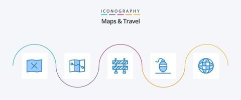 Kartor och resa blå 5 ikon packa Inklusive . fisk. vektor