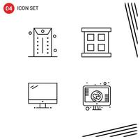 Stock Vector Icon Pack mit 4 Zeilenzeichen und Symbolen für Business Imac Frame Computer Love editierbare Vektordesign-Elemente