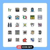 universell ikon symboler grupp av 25 modern fylld linje platt färger av far kalender uppkopplad pojke länk redigerbar vektor design element