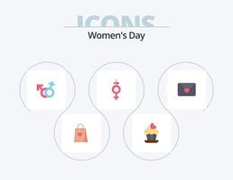 Womens Day Flat Icon Pack 5 Icon Design. Frauen. männlich. Kuchen. Symbol. Tag vektor