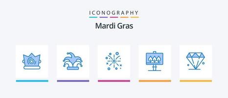 Mardi Gras Blue 5 Icon Pack inklusive. Planke. Juwel. kreatives Symboldesign vektor