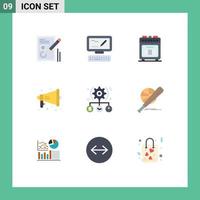 Stock Vector Icon Pack mit 9 Zeilenzeichen und Symbolen für Todo-Warngerät Lautsprecher laut editierbare Vektordesign-Elemente