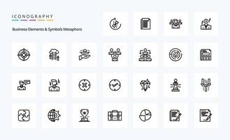 25 företag element och symboler metaforer linje ikon packa vektor