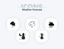 väder glyf ikon packa 5 ikon design. . väder. regnig. regn. väder vektor