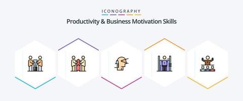 produktivitet och företag motivering Kompetens 25 fylld linje ikon packa Inklusive mänsklig. prestanda. partners. leverantör. ledare vektor