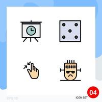 4 universelle Filledline-Flachfarben für Web- und mobile Anwendungen Board Interface Würfel Sport Touch editierbare Vektordesign-Elemente vektor