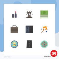 Stock Vector Icon Pack mit 9 Zeilen Zeichen und Symbolen für Flamme Brieftasche Shop Mann Zubehör editierbare Vektordesign-Elemente