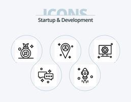 Start- und Entwicklungslinie Icon Pack 5 Icon Design. . Zahnräder. Augen. Einstellung. Geld vektor