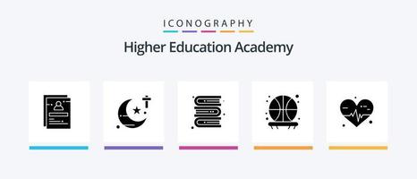 Academy Glyph 5 Icon Pack inklusive Medical. Herz. Theologie. Schuss. Rückwand. kreatives Symboldesign vektor