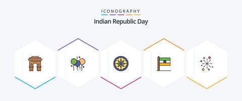 Indian Republic Day 25 Filledline Icon Pack inklusive Tag. Flagge. Tag. indisch. Land vektor