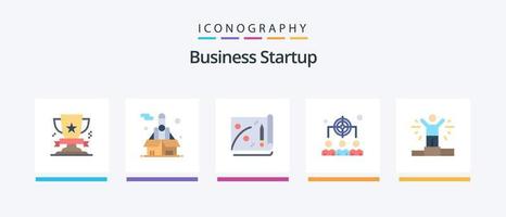 Business Startup Flat 5 Icon Pack inklusive Mann. Verwaltung. Anfang. Führung. Unternehmen. kreatives Symboldesign vektor