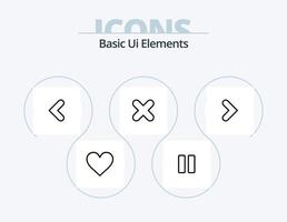 grundläggande ui element linje ikon packa 5 ikon design. skriva. studie. upp. penna. bakord vektor