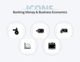 bank pengar och företag ekonomi glyf ikon packa 5 ikon design. flöde. erbjudande. personlig. pengar. ge vektor