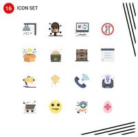 Stock Vector Icon Pack mit 16 Zeilenzeichen und Symbolen für die Netzwerkfinanzierungs-App Roza Fasting editierbares Paket kreativer Vektordesign-Elemente