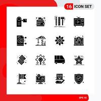 16 universelle solide Glyphenzeichen Symbole für Videodesign-Filmstifte, die editierbare Vektordesign-Elemente teilen vektor
