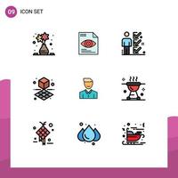 Satz von 9 Vektor-Filledline-Flachfarben auf Raster für Client-Shape-Checklistendruck Mann editierbare Vektordesign-Elemente vektor