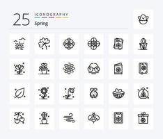 Spring 25 Line Icon Pack inklusive Wachstum. Natur. Samen. Blume. Flora vektor