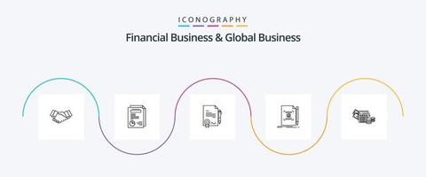finansiell företag och global företag linje 5 ikon packa Inklusive skapa. text. presentation. brev. handla vektor