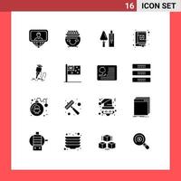 Stock Vector Icon Pack mit 16 Zeilenzeichen und Symbolen für Design-Lesezeichen Topfbuch Mauerwerk editierbare Vektordesign-Elemente
