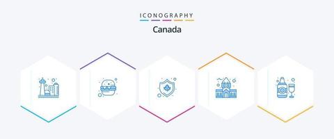 kanada 25 blå ikon packa Inklusive flaska. regering. Kanada. Centrum. blockera vektor