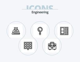 Engineering Line Icon Pack 5 Icon-Design. Messung. Tür. Winkel. Haus. Skala vektor