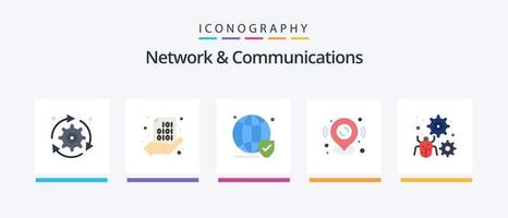 nätverk och kommunikation platt 5 ikon packa Inklusive plats. stift. hand. säkra. hemsida. kreativ ikoner design vektor