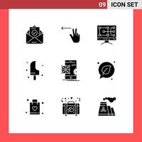 satz von 9 modernen ui symbolen symbole zeichen für die codierung api bau sommer eis editierbare vektordesignelemente vektor